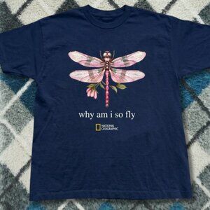 National Geographic Dragonfly Nature Graphic Tee Navy Insect Aesthetic Shirt